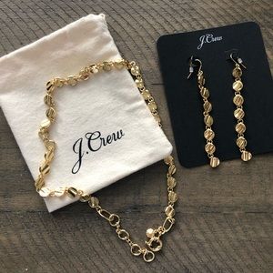 Jcrew gold disk earrings and necklace set